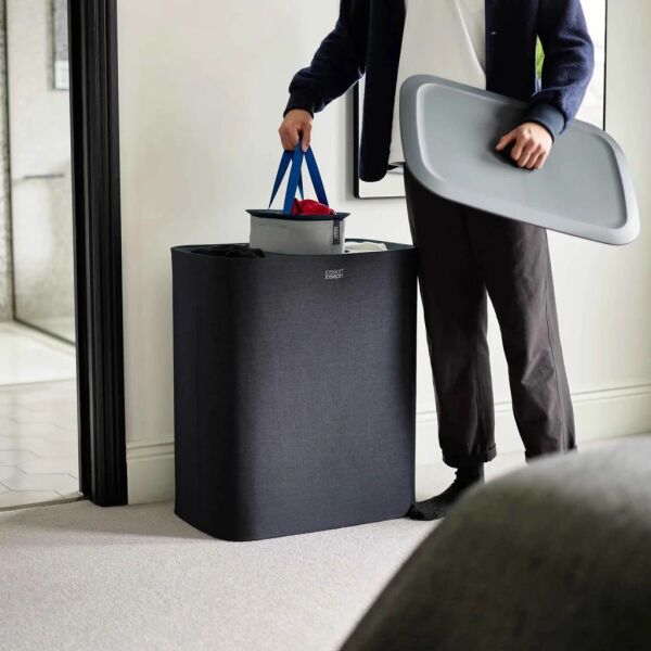 Joseph Joseph 50025 Tota Trio 90 Litre 3 Bölmeli Çamaşır Ayırma Sepeti - Siyah