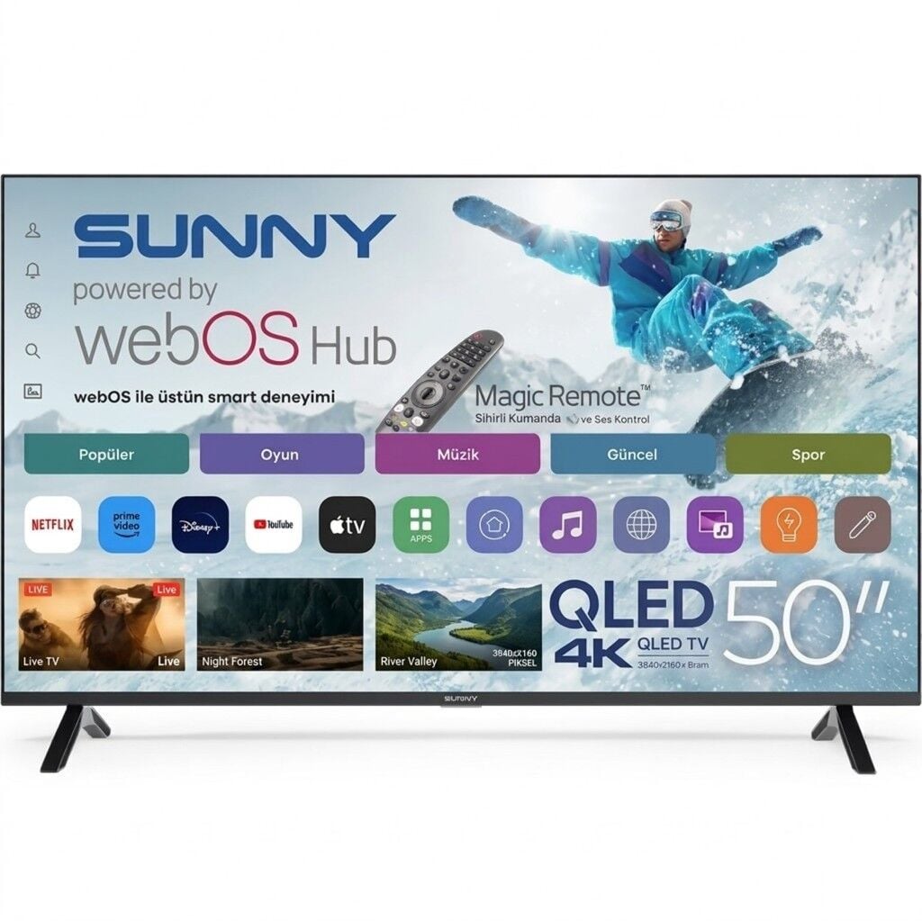 Sunny SN50QUPRL 50'' 127 Ekran Ultra HD 4K Smart webOS QLED TV