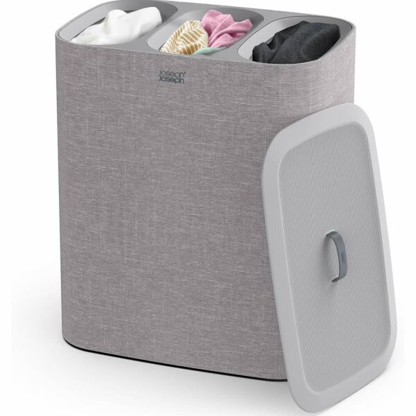 Joseph Joseph 50024 Tota Trio 90 Litre 3 Bölmeli Çamaşır Ayırma Sepeti - Gri