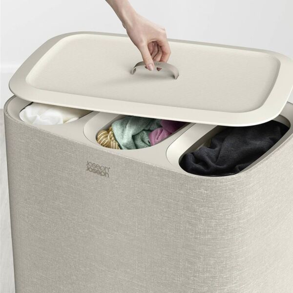 Joseph Joseph 50021 Tota Trio 90 Litre 3 Bölmeli Çamaşır Ayırma Sepeti - Ekru
