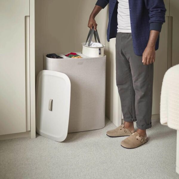 Joseph Joseph 50021 Tota Trio 90 Litre 3 Bölmeli Çamaşır Ayırma Sepeti - Ekru