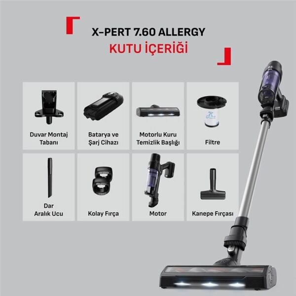 Tefal TY6A35TR X-Pert 7.60 Allergy Kablosuz Şarjlı Dikey Süpürge - 4300010404
