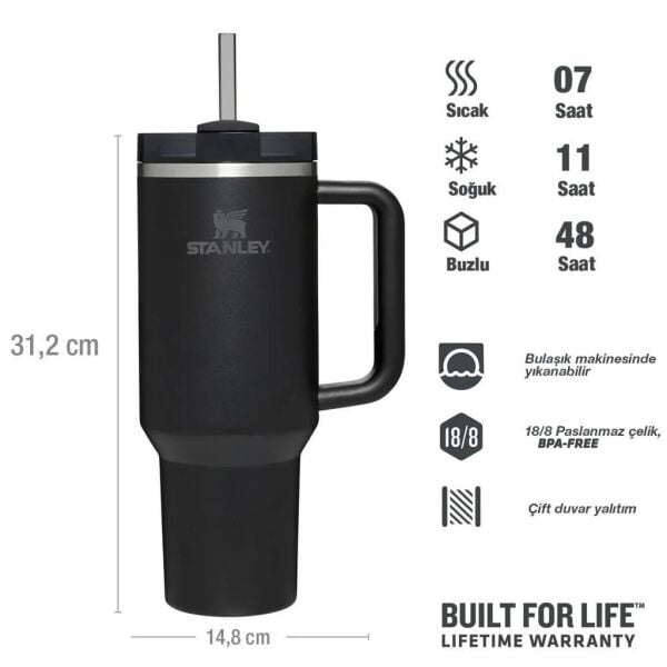 Stanley 10-10824-399 Quencher 1.18 Litre Pipetli Çelik Termos - Siyah