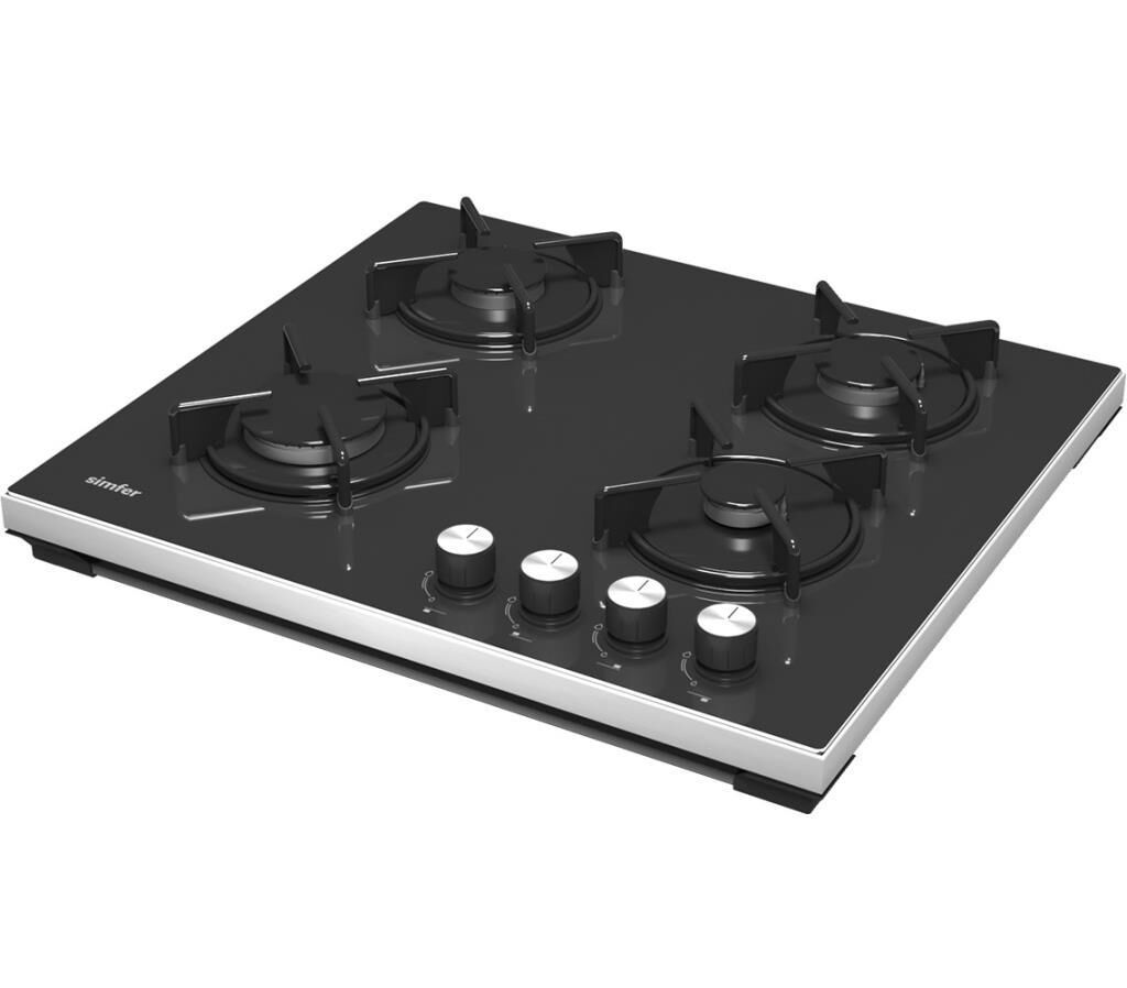 Simfer T3031 4 Gözü Gazlı Set Üstü Cam Ocak - Siyah