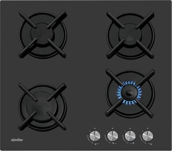 Simfer T3031 4 Gözü Gazlı Set Üstü Cam Ocak - Siyah