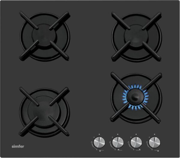 Simfer T3031 4 Gözü Gazlı Set Üstü Cam Ocak - Siyah