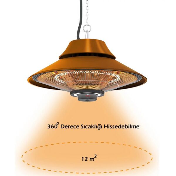 MirKraft Elirg RC 2000W Kumandalı, Led Aydınlatmalı Bakır Rengi Tavan Tipi Isıtıcı