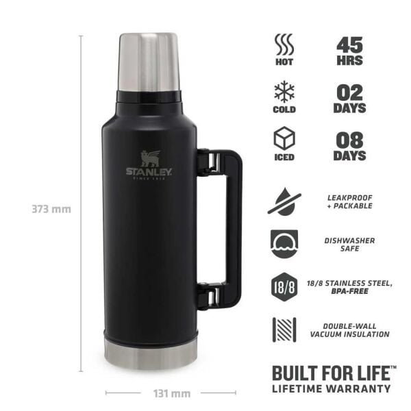 Stanley 10-07934-004 Klasik Vakumlu 1.9 Litre Çelik Termos - Siyah