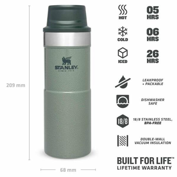 Stanley 10-09848-006 Klasik Trigger Action 0,35 Litre Çelik Termos Bardak - Yeşil