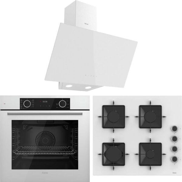 Ferre FryArt XE63CB-SS206-D078 Dijital Turbo Ankastre Set - Beyaz