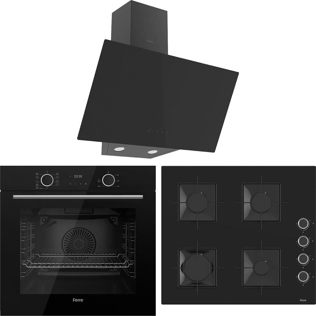 Ferre FryArt XE63CS-SS205-D077 Dijital Turbo Ankastre Set - Siyah