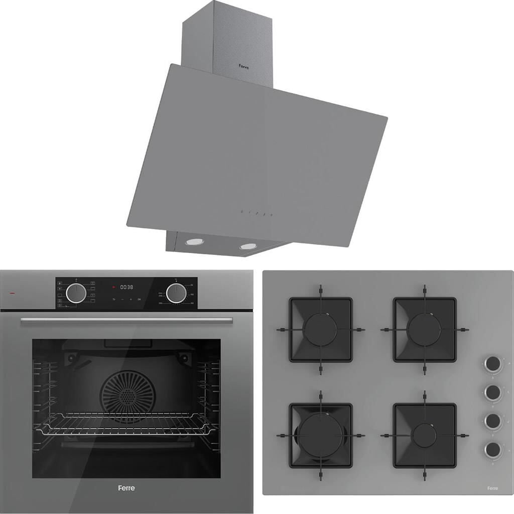 Ferre FryArt XE63CPR-SS208-D079 Dijital Turbo Ankastre Set - Gri