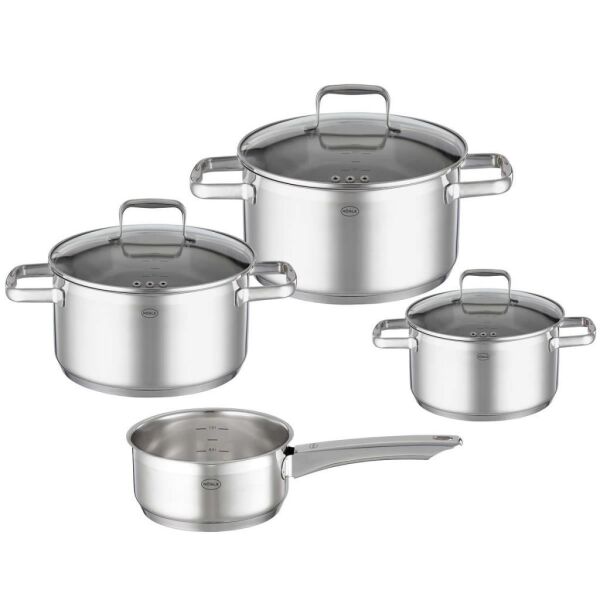 Rösle 91935 Charm Paslanmaz Çelik Cam Kapak 4 lü Tencere Seti